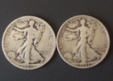 2 KEY DATE WALKING LIBERTY SILVER HALF DOLLAR COINS