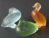 MINIATURE LALIQUE DUCK FIGURINES (3)