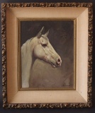 JOSEF HANSEN SILHARY WHITE STALLION OIL PAINTING