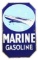 Marine Gasoline w/ Speed Boat Graphic Porcelain Sign.