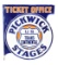 Pickwick Stages US Trans Continental Ticket Office Porcelain Flange Sign.