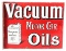 Restored Mobil Vacuum Motor Car Oils w/ Can Graphic Porcelain Flange Sign.