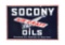 Socony Aircraft Oils Porcelain Sign w/ Airplane Graphic.