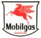 Mobilgas Gasoline Porcelain Pump Plate w/ Pegasus Graphic & Black Outline.