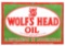 Wolf's Head Oil Motor Oil Porcelain Sign w/ Wolf Graphic.