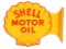 Shell Motor Oil Clam Shaped Tin Flange Sign.