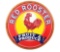 Red Rooster Fruit & Produce Porcelain Sign w/ Rooster Graphic.