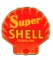 Super Shell Gasoline Clamshell Shaped Porcelain Sign.