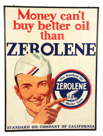Zerolene Motor Oil Framed Paper Advertising Poster.
