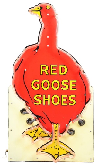 Red Goose Shoes Porcelain Die-Cut Neon Sign.