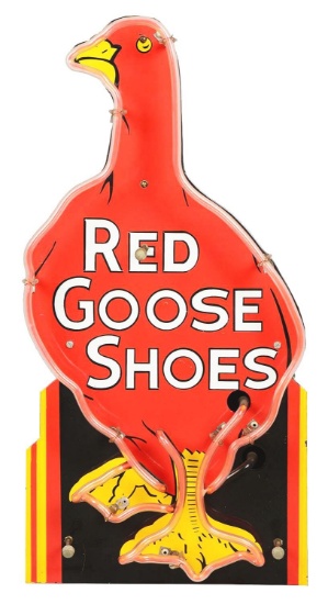 Red Goose Shoes Porcelain Die-Cut Neon Sign.