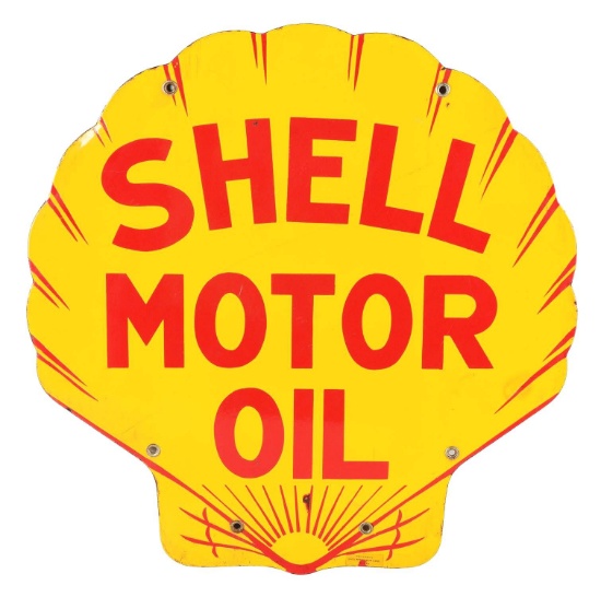 Shell Motor Oil Porcelain Curb Sign.