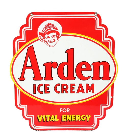 Arden Ice Cream For Vital Energy Porcelain Die-Cut Sign.
