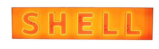 Shell Gasoline Porcelain Sign w/ Added Neon.