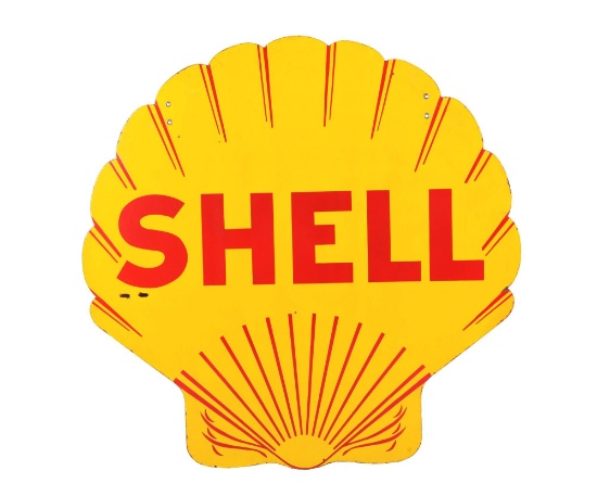 Shell Gasoline Porcelain Clam Shaped Sign.