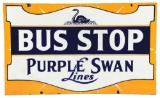 Restored Purple Swan Bus Lines w/ Swan Graphic Porcelain Sign.