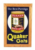 Restored Quaker Oats w/ Box Graphic Porcelain Sign.