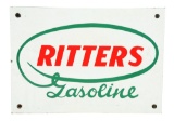 Ritters Gasoline Porcelain Pump Plate.