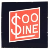 Soo Line Railroad Porcelain Sign.