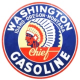 Washington Chief Gasoline Porcelain Station Identification Sign.