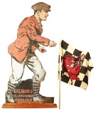 Gilmore Gasoline Die-Cut Wooden Flagman w/ Original Gilmore Checkered Flag.
