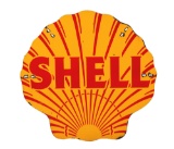 Early Shell Gasoline Clamshell Shaped Porcelain Sign.