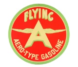 Associated Flying A Aero-Type Gasoline Porcelain Sign w/ Chicken Wing Graphic.