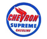 Chevron Supreme Gasoline Porcelain Sign.