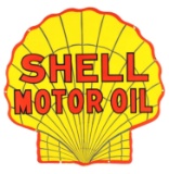 Early Shell Motor Oil Die-Cut Clamshell Shaped Porcelain Sign.