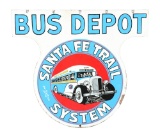 Santa Fe Trail System Bus Depot Porcelain Sign w/ Bus Graphics.