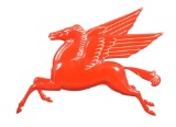 Restored Mobil Pegasus Embossed Porcelain Sign.