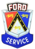 Ford Service w/ Jubilee Crest Die-Cut Porcelain Sign.