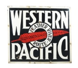 Western Pacific Feather River Route Porcelain Sign.