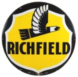 Richfield Gasoline w/ Art Deco Eagle Graphic Porcelain Sign.