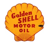 Golden Shell Motor Oil Porcelain Clam Shaped Sign.