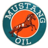 Mustang Gasoline & Oil Station Identification Porcelain Sign.