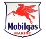 Mobilgas Marine w/ Pegasus Graphic Porcelain Shield Shaped Sign.