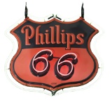 Phillips 66 Embossed Porcelain Neon Sign.