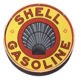 Shell Roxanne Gasoline w/ Clam Shell Graphic Porcelain Sign w/ Neon Border.