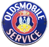 Oldsmobile Service Porcelain Sign w/ Crest Graphic & Added Neon.