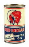 Red Indian Aviation Motor Oil Imperial Quart Can.
