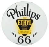 Phillips 66 Gasoline w/ Ethyl Logo Porcelain Curb Sign.