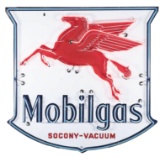 Mobilgas Socony-Vacuum Porcelain Shield Sign w/ Pegasus Graphic & Added Neon.