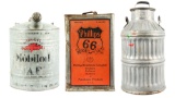 Lot Of 3: Phillips 66 Five Gallon Square Can w/ Older Script & Oil Cans.