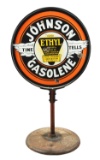 Johnson Gasolene Time Tells w/ Ethyl Logo Porcelain Lollipop Sign.