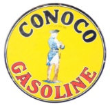 Conoco Gasoline Minuteman Porcelain Sign w/ Minuteman Graphic.