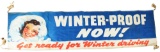 Mobil Gasoline Winter Proof Now Cloth Banner.