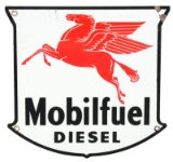 Mobilfuel Diesel Porcelain Pump Plate w/ Pegasus Graphic.