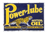 Power-Lube Motor Oil w/ Tiger Graphic Porcelain Sign.