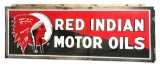 Red Indian Motor Oils w/ Indian Graphic Self Framed Porcelain Sign.